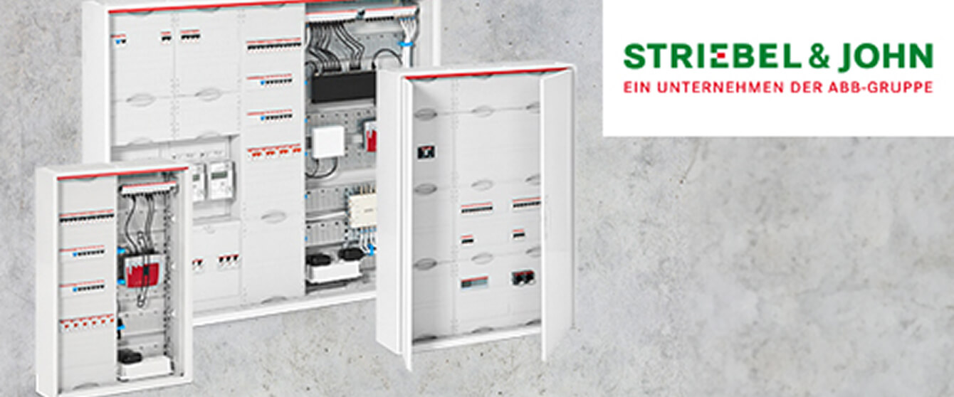 Striebel und John Unterverteiler und Schaltschränke an Betonwand montiert